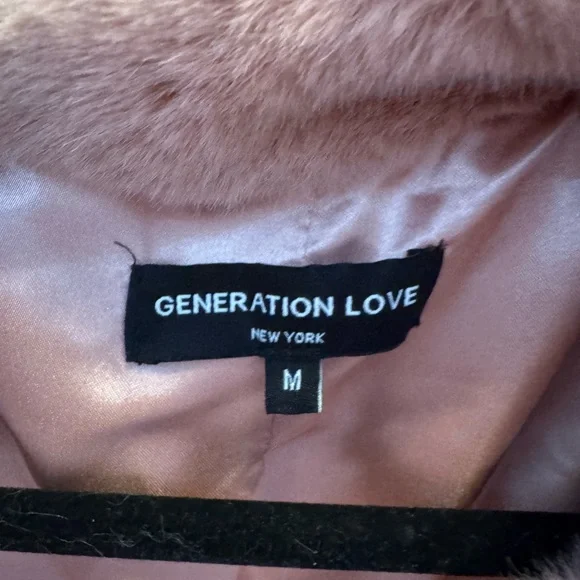 Generation Love Misty Rose Faux Fur Chevron Cropped Jacket - Picture 8 of 9